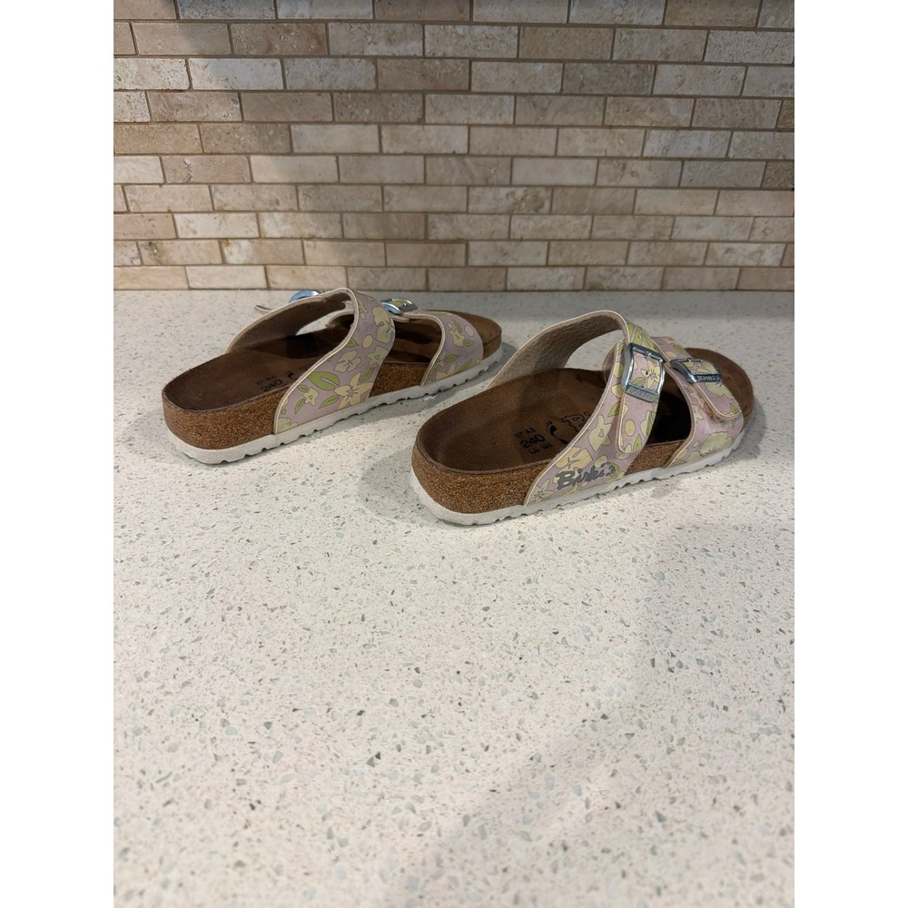 Birkenstock Floral Double Strap Sandals Women's US 6 EU 37 Cork Footbed Slides - Picture 4 of 5